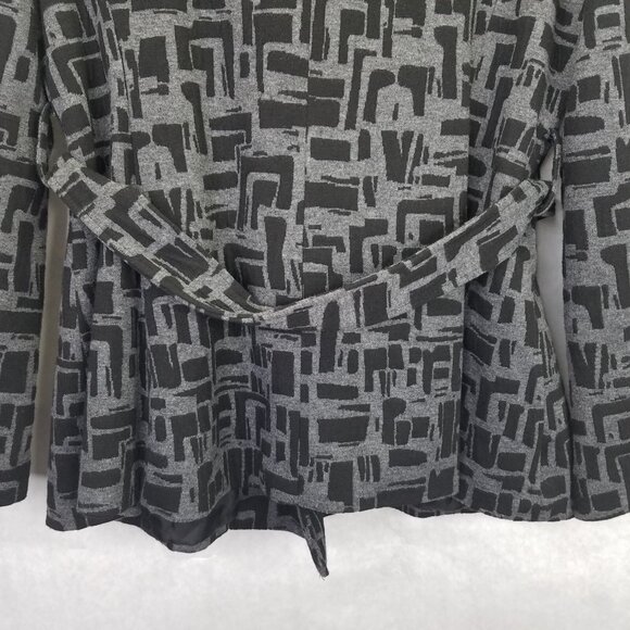 Sandro Sportswear Trench Coat Women's L Grey Black Lined Belted Double Breasted - Picture 13 of 16